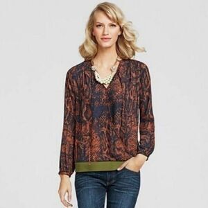 Cabi Border Wrap Snake Print Tie Blouse